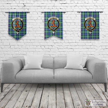 Sutherland Ancient Tartan Gonfalon, Tartan Banner with Family Crest