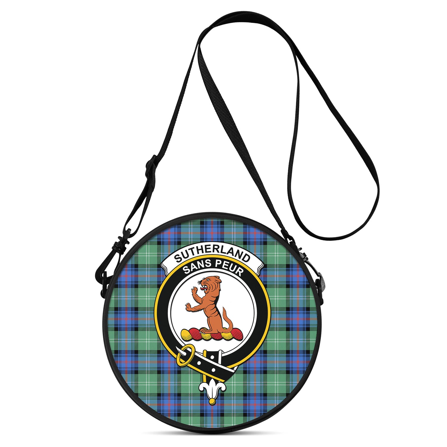 sutherland-ancient-tartan-round-satchel-bags-with-family-crest