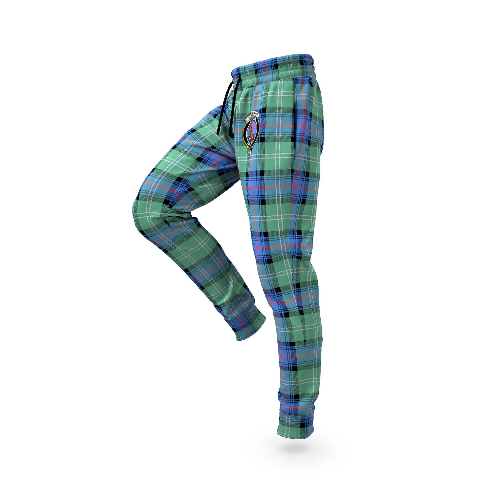 Sutherland Ancient Tartan Joggers Pants with Family Crest S - Tartan Vibes Clothing