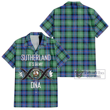 Sutherland Ancient Tartan Short Sleeve Button Shirt with Family Crest DNA In Me Style