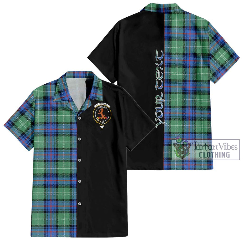 Sutherland Ancient Tartan Short Sleeve Button Shirt with Family Crest and Half Of Me Style Kid - Tartanvibesclothing Shop