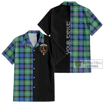 Sutherland Ancient Tartan Short Sleeve Button Shirt with Family Crest and Half Of Me Style