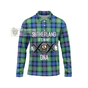 Sutherland Ancient Tartan Long Sleeve Polo Shirt with Family Crest DNA In Me Style