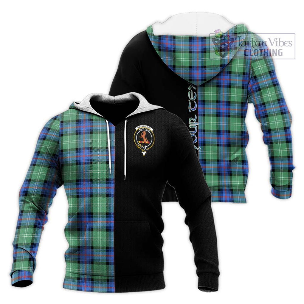 Sutherland Ancient Tartan Knitted Hoodie with Family Crest and Half Of Me Style Unisex Knitted Pullover Hoodie - Tartanvibesclothing Shop