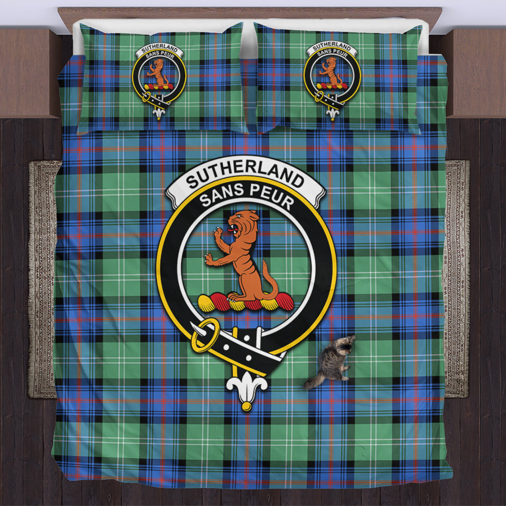 Sutherland Ancient Tartan Bedding Set with Family Crest US Bedding Set - Tartan Vibes Clothing