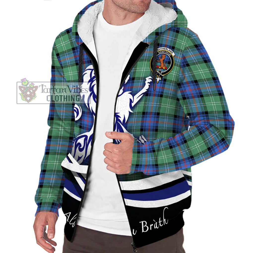 Sutherland Ancient Tartan Sherpa Hoodie with Alba Gu Brath Regal Lion Emblem Unisex S - Tartanvibesclothing Shop