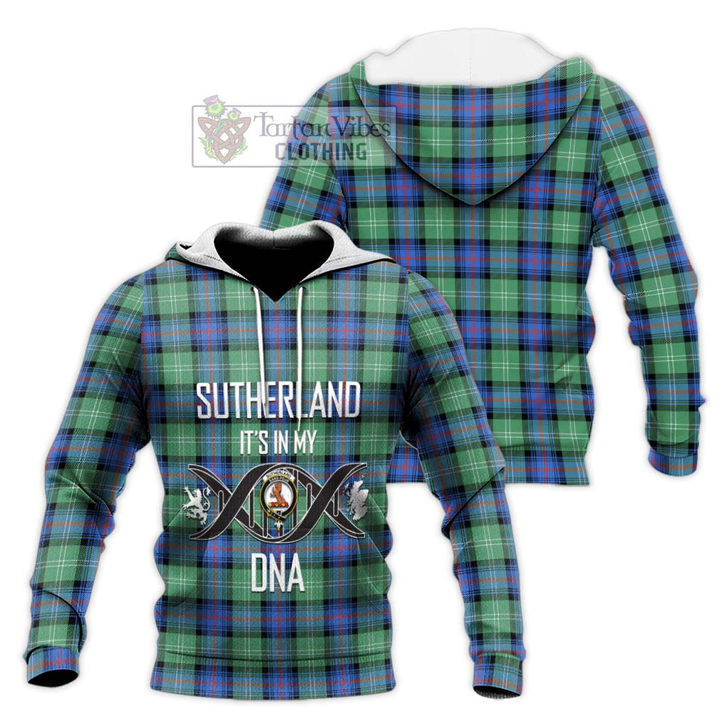 Sutherland Ancient Tartan Knitted Hoodie with Family Crest DNA In Me Style Unisex Knitted Pullover Hoodie - Tartanvibesclothing Shop