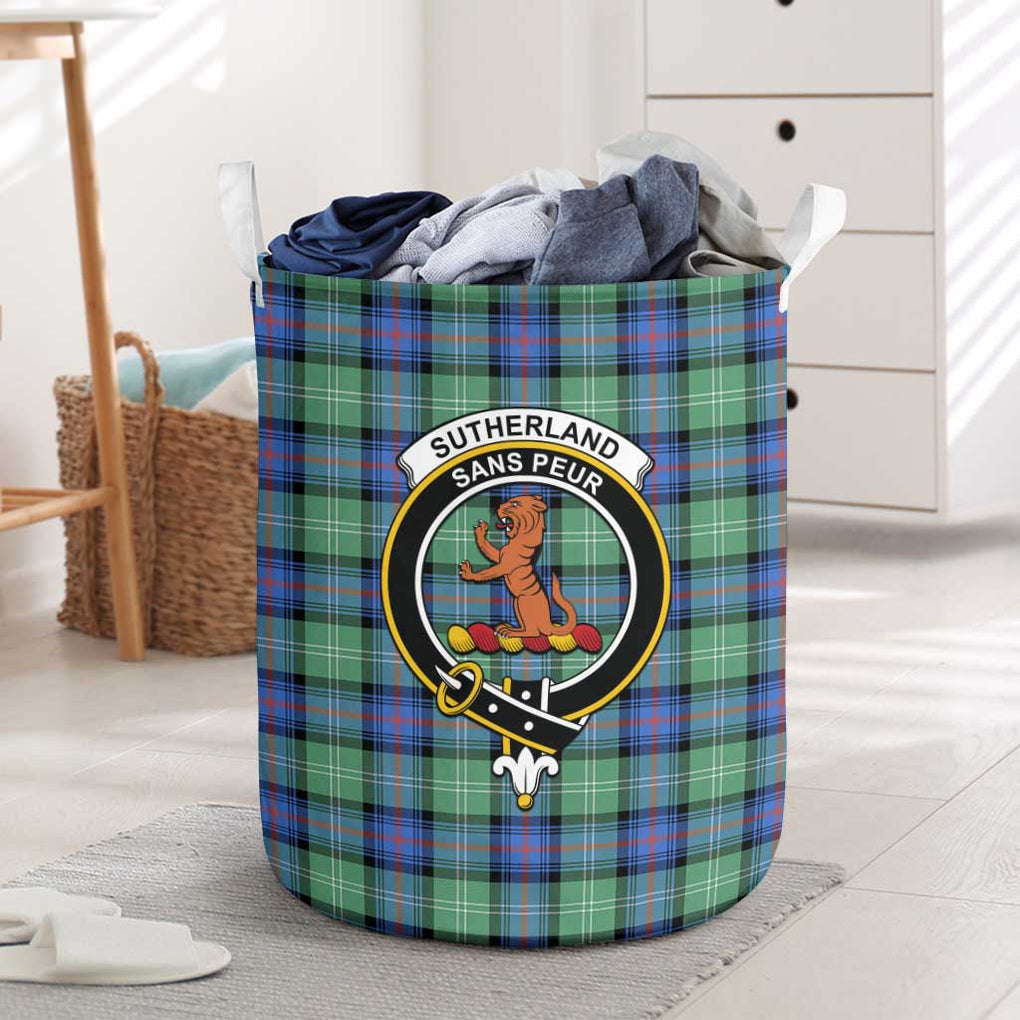 Sutherland Ancient Tartan Laundry Basket with Family Crest One Size - Tartanvibesclothing Shop