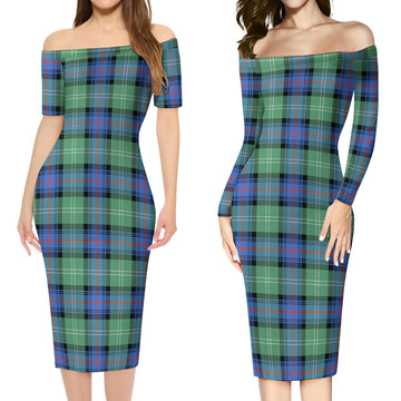 Sutherland Ancient Tartan Off Shoulder Lady Dress