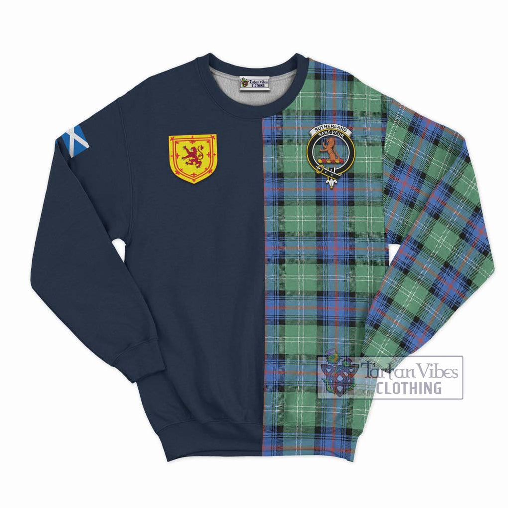 Tartan Vibes Clothing Sutherland Ancient Tartan Sweatshirt with Scottish Lion Royal Arm Half Style