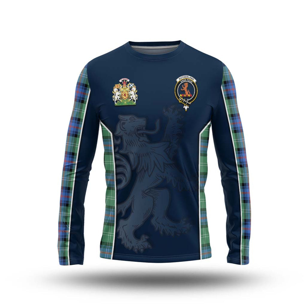 Sutherland Ancient Tartan Long Sleeve T-Shirt with Family Crest and Lion Rampant Vibes Sport Style Unisex - Tartan Vibes Clothing