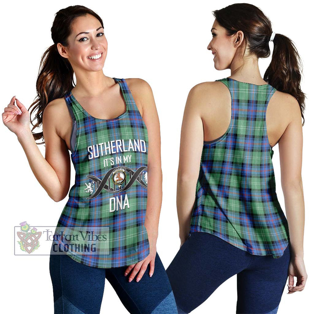 Sutherland Ancient Tartan Women's Racerback Tanks with Family Crest DNA In Me Style 4XL - Tartanvibesclothing Shop