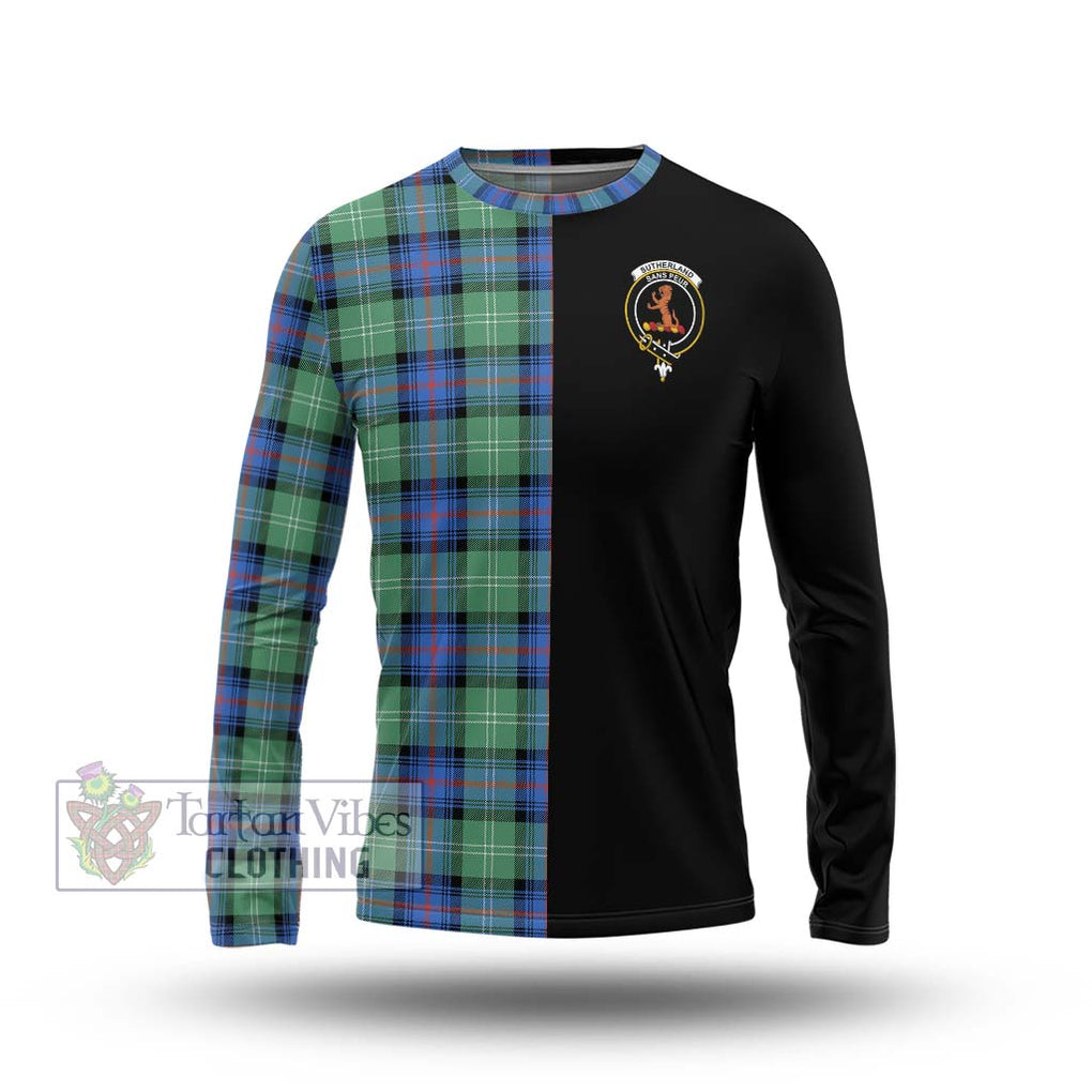 Sutherland Ancient Tartan Long Sleeve T-Shirt with Family Crest and Half Of Me Style Unisex - Tartanvibesclothing Shop