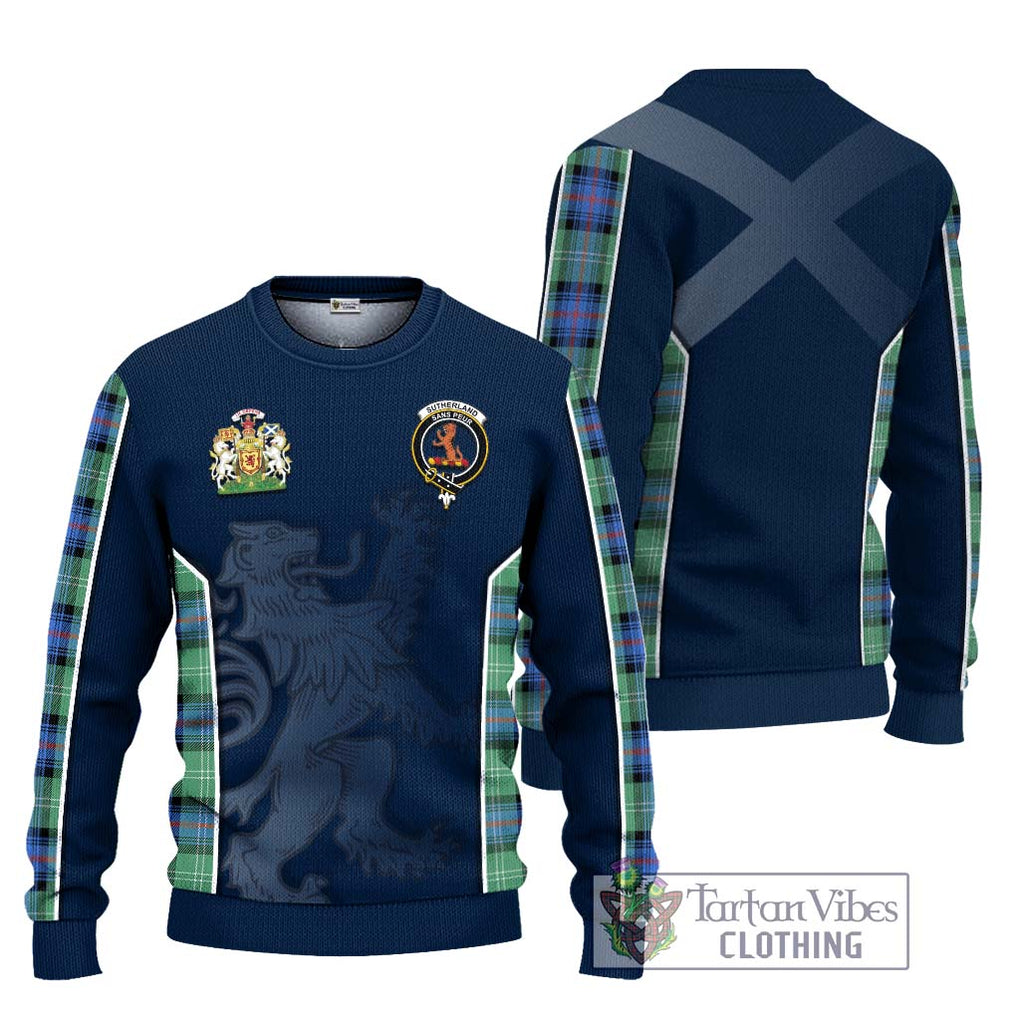 Sutherland Ancient Tartan Knitted Sweater with Family Crest and Lion Rampant Vibes Sport Style Unisex - Tartan Vibes Clothing