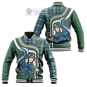 Sutherland Ancient Tartan Baseball Jacket with Epic Bagpipe Style