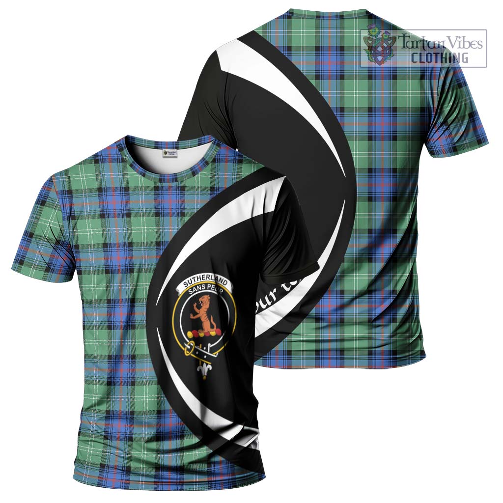 Tartan Vibes Clothing Sutherland Ancient Tartan T-Shirt with Family Crest Circle Style