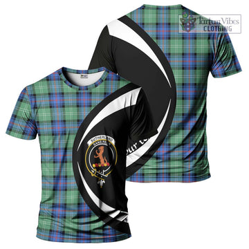 Sutherland Ancient Tartan T-Shirt with Family Crest Circle Style