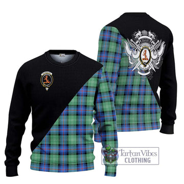 Sutherland Ancient Tartan Ugly Sweater with Family Crest and Military Logo Style