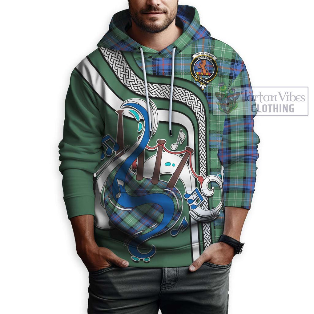 Sutherland Ancient Tartan Hoodie with Epic Bagpipe Style Zip Hoodie - Tartanvibesclothing Shop