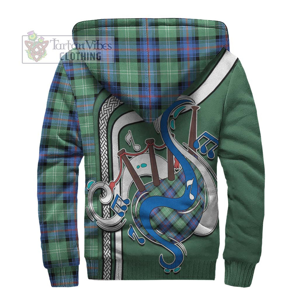 Sutherland Ancient Tartan Sherpa Hoodie with Epic Bagpipe Style - Tartanvibesclothing Shop