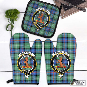 Sutherland Ancient Tartan Combo Oven Mitt & Pot-Holder with Family Crest