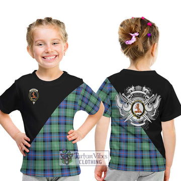 Sutherland Ancient Tartan Kid T-Shirt with Family Crest and Military Logo Style