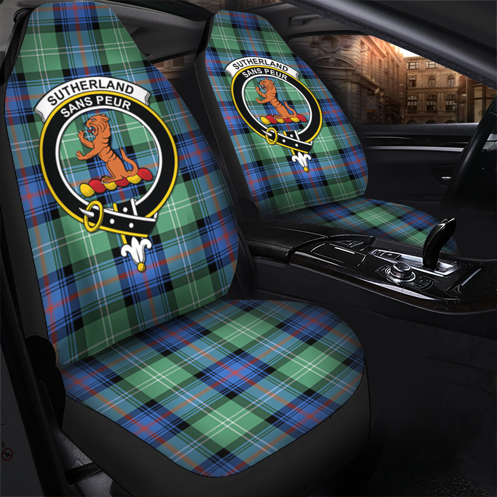 Sutherland Ancient Tartan Car Seat Cover with Family Crest - Tartanvibesclothing