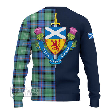 Sutherland Ancient Tartan Ugly Sweater with Scottish Lion Royal Arm Half Style