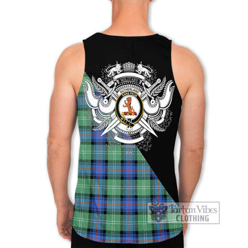 Sutherland Ancient Tartan Men's Tank Top with Family Crest and Military Logo Style