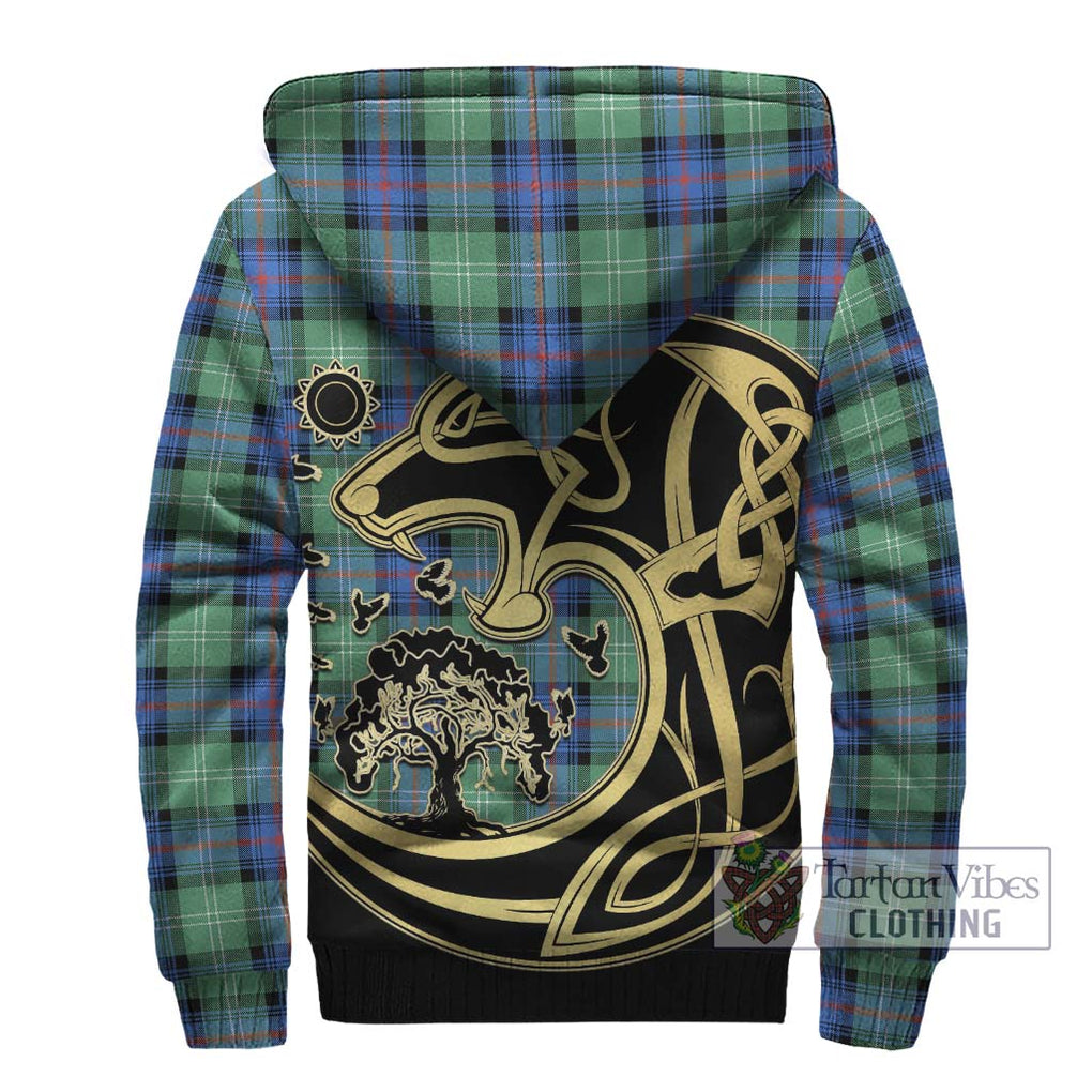 Sutherland Ancient Tartan Sherpa Hoodie with Family Crest Celtic Wolf Style - Tartan Vibes Clothing