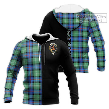 Sutherland Ancient Tartan Knitted Hoodie with Family Crest and Half Of Me Style