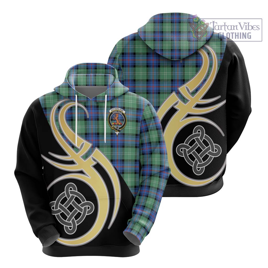 Sutherland Ancient Tartan Hoodie with Family Crest and Celtic Symbol Style - Tartan Vibes Clothing