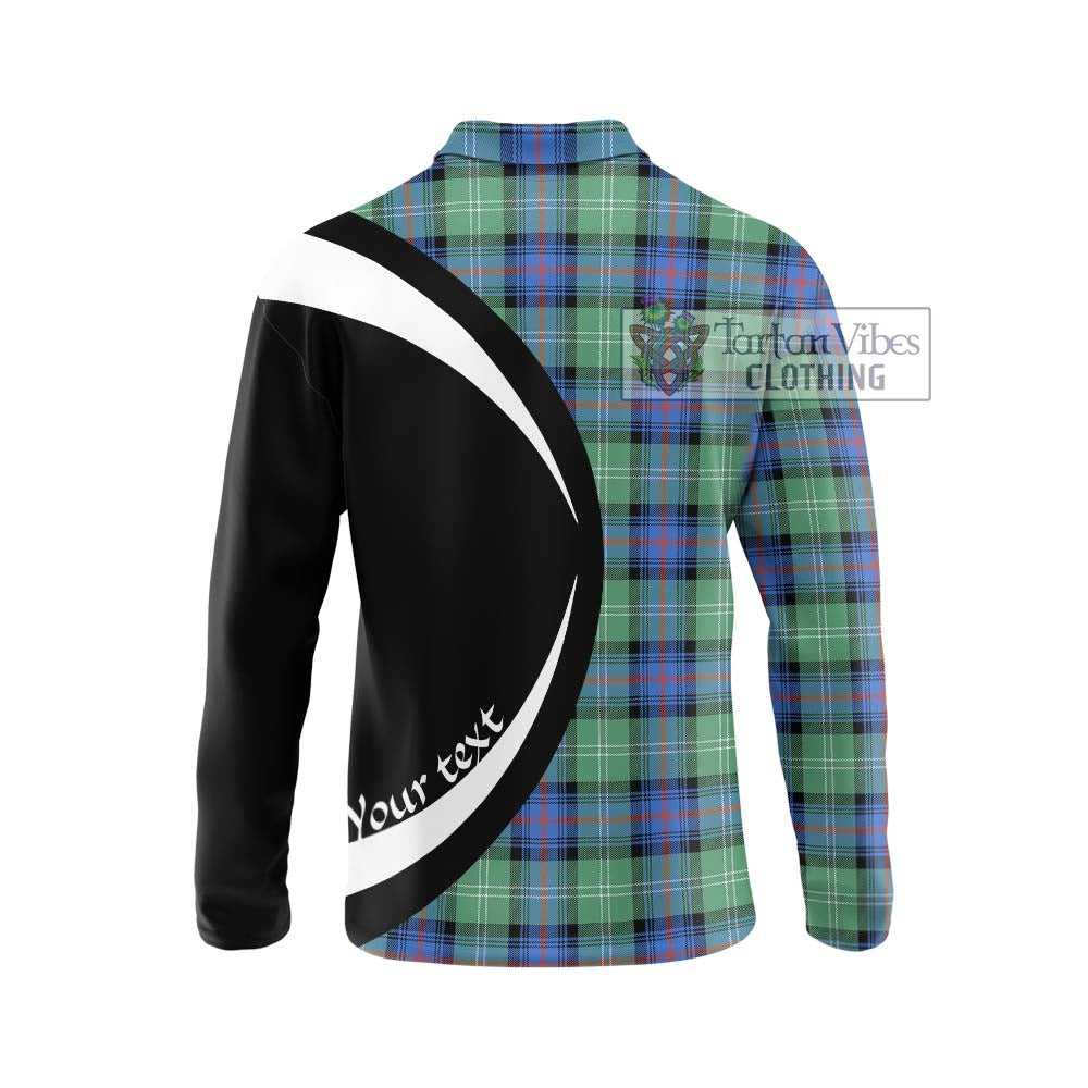 Sutherland Ancient Tartan Long Sleeve Polo Shirt with Family Crest Circle Style - Tartan Vibes Clothing