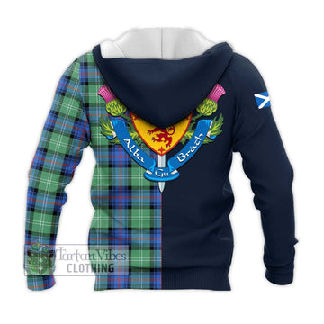 Sutherland Ancient Tartan Knitted Hoodie Alba with Scottish Lion Royal Arm Half Style