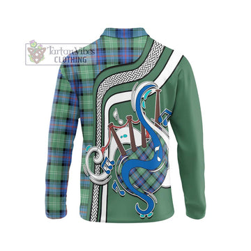 Sutherland Ancient Tartan Long Sleeve Polo Shirt with Epic Bagpipe Style