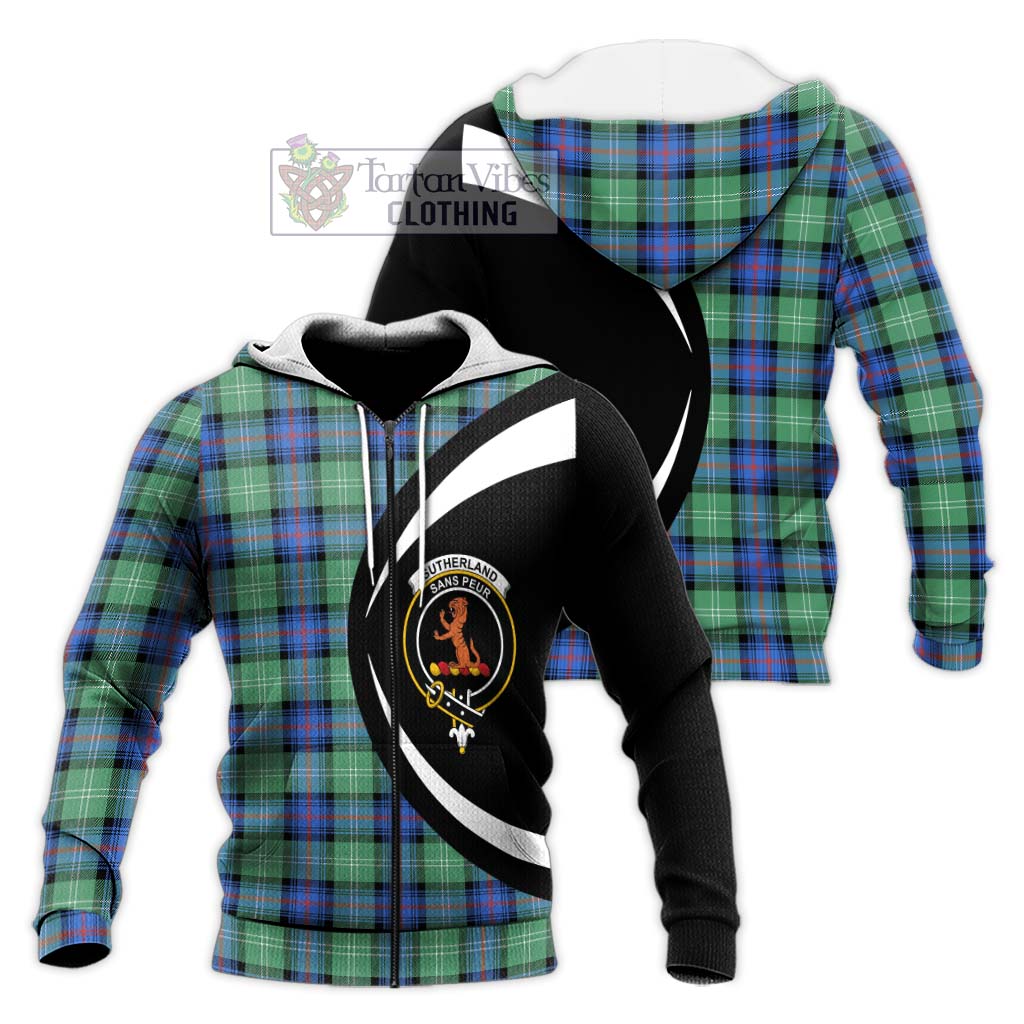 Sutherland Ancient Tartan Knitted Hoodie with Family Crest Circle Style Unisex Knitted Zip Hoodie - Tartan Vibes Clothing