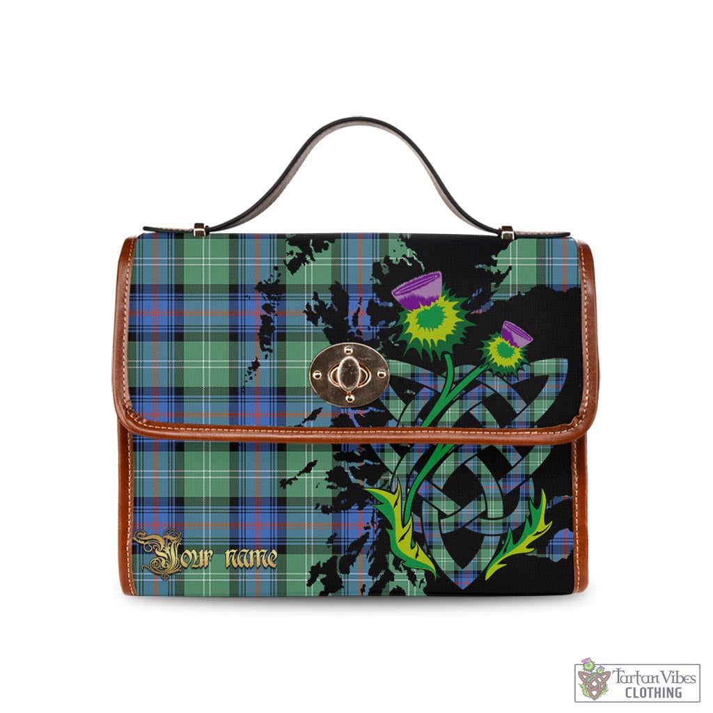 Tartan Vibes Clothing Sutherland Ancient Tartan Waterproof Canvas Bag with Scotland Map and Thistle Celtic Accents