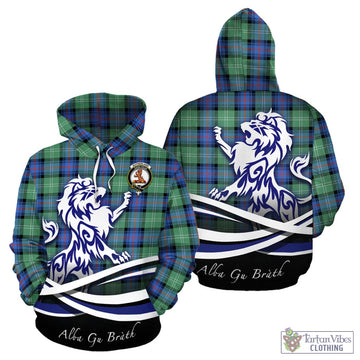 Sutherland Ancient Tartan Hoodie with Alba Gu Brath Regal Lion Emblem