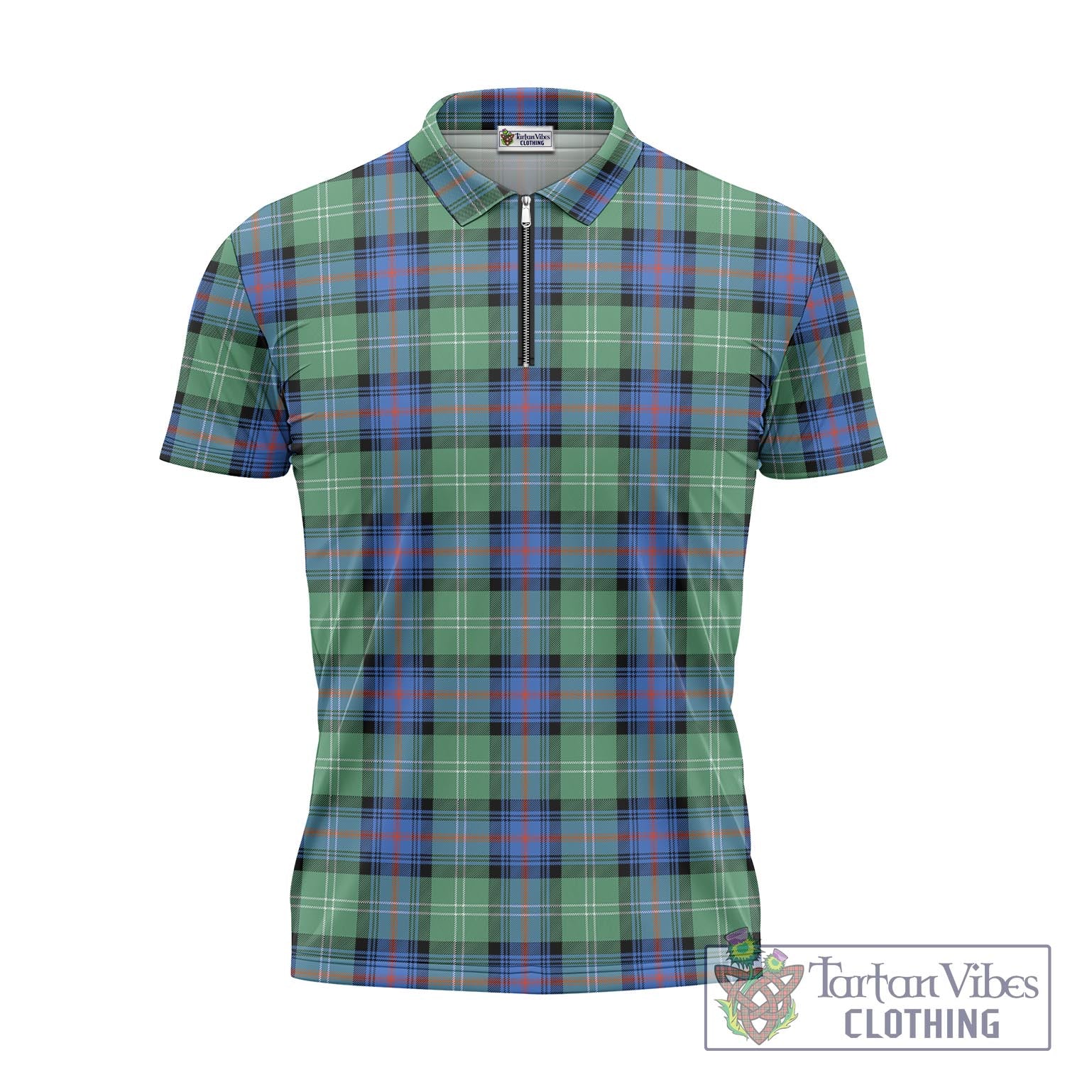 Tartan Vibes Clothing Sutherland Ancient Tartan Zipper Polo Shirt