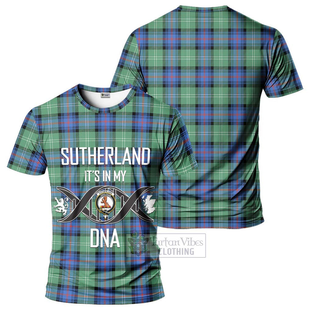 Sutherland Ancient Tartan T-Shirt with Family Crest DNA In Me Style - Tartan Vibes Clothing