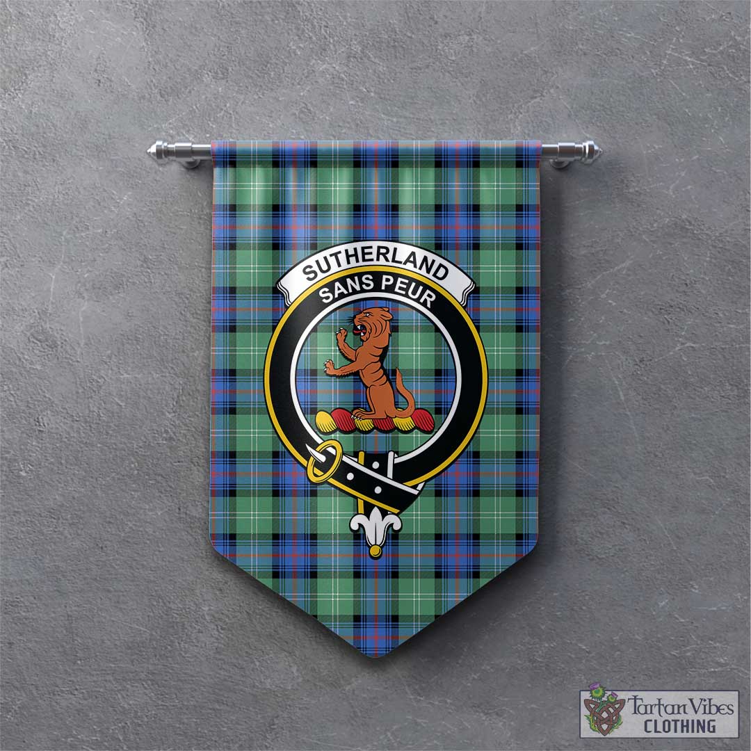 Tartan Vibes Clothing Sutherland Ancient Tartan Gonfalon, Tartan Banner with Family Crest