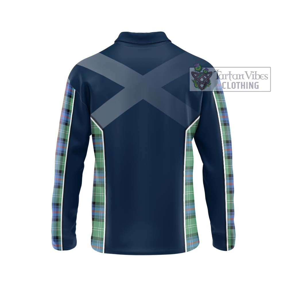 Sutherland Ancient Tartan Long Sleeve Polo Shirt with Family Crest and Lion Rampant Vibes Sport Style - Tartan Vibes Clothing