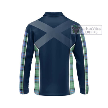 Sutherland Ancient Tartan Long Sleeve Polo Shirt with Family Crest and Lion Rampant Vibes Sport Style