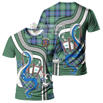 Sutherland Ancient Tartan T-Shirt with Epic Bagpipe Style