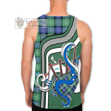 Sutherland Ancient Tartan Men's Tank Top with Epic Bagpipe Style