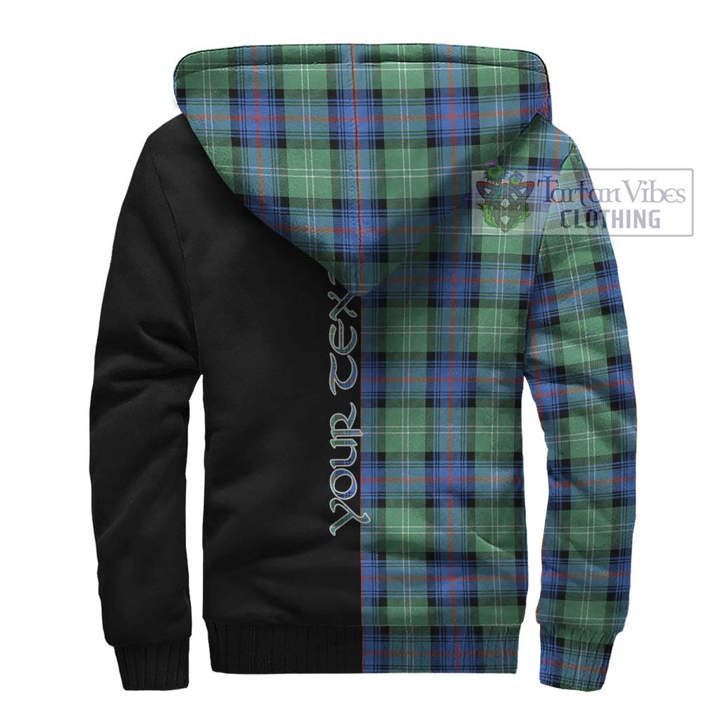 Sutherland Ancient Tartan Sherpa Hoodie with Family Crest and Half Of Me Style - Tartanvibesclothing Shop