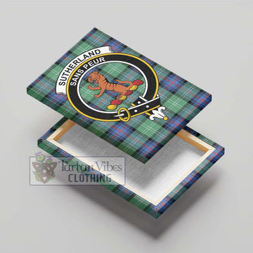 Sutherland Ancient Tartan Canvas Print Wall Art with Family Crest