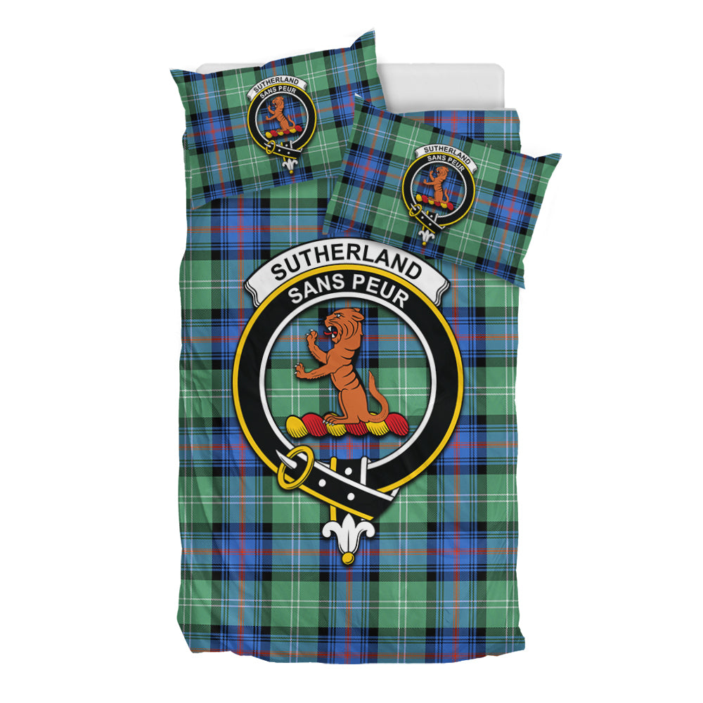 Sutherland Ancient Tartan Bedding Set with Family Crest - Tartan Vibes Clothing