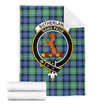 Sutherland Ancient Tartan Blanket with Family Crest