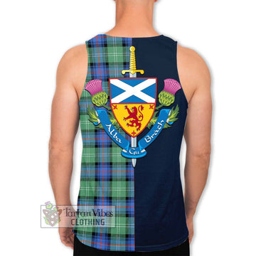 Sutherland Ancient Tartan Men's Tank Top Alba with Scottish Lion Royal Arm Half Style